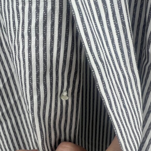 Zanella Made in Italy Gray Striped 100% Cotton Button Up Shirt Men's 17.5" - Picture 2 of 4